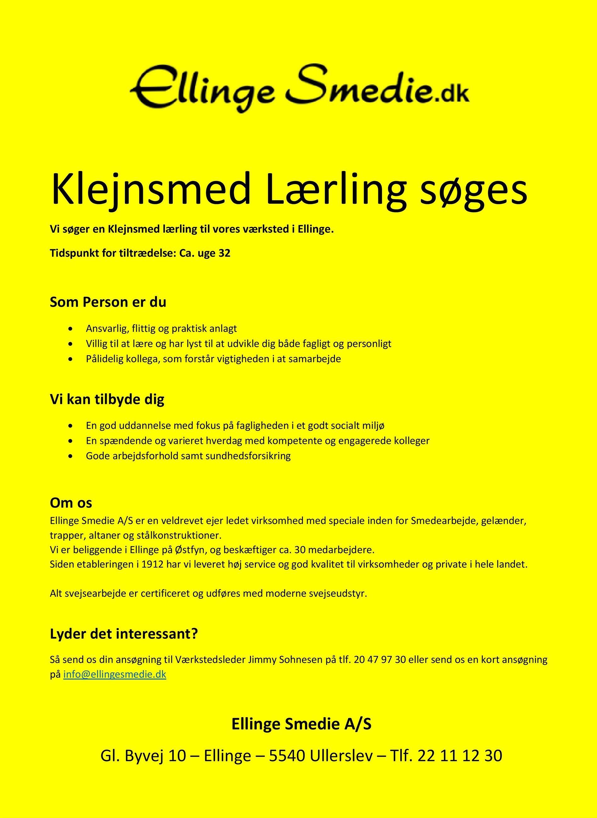 klejnsmed lærling søges 0104-2023